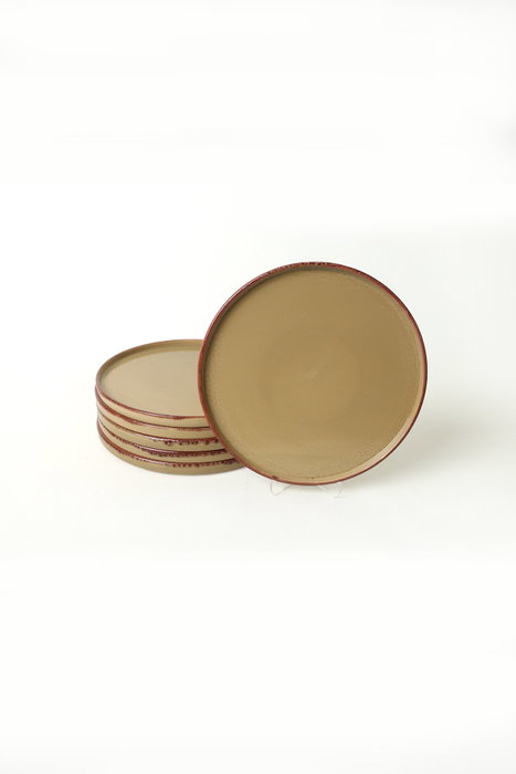 Hermia Juego de platos de gres cerámico, 27 cm, 6 piezas, Marrón claro